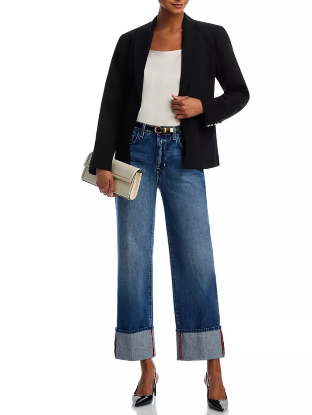 L’AGENCE Wide Leg Jeans Leighton Cropped Cuffed Stovepipe Size 25 NWOT Boho - Picture 13 of 13
